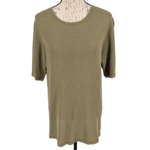 VTG Womens Biton Silk Cotton Top Size XL Olive Affordable Luxury Capsule